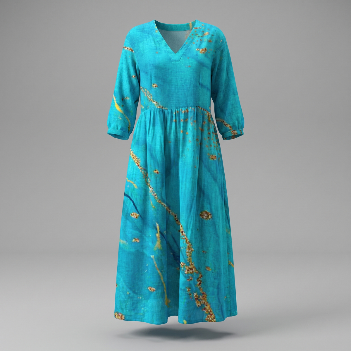 Alina Blossom Midi Dress - Turquoise