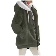 Amara Cosy Hooded Jacket - Army Green