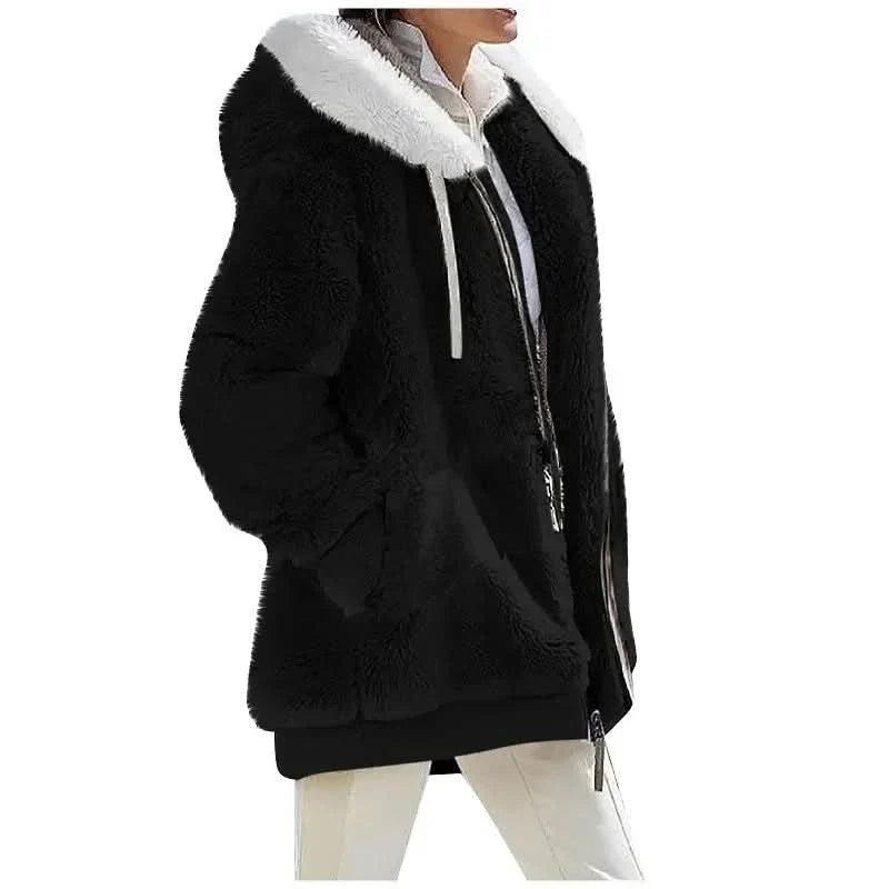 Amara Cosy Hooded Jacket - Black