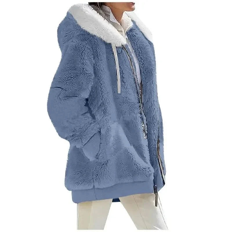 Amara Cosy Hooded Jacket - Blue
