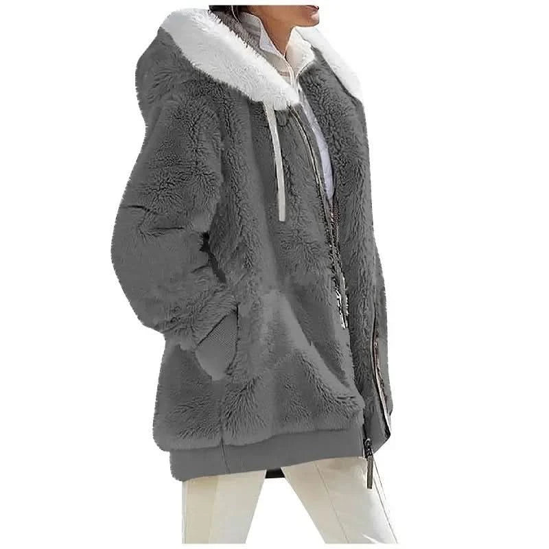 Amara Cosy Hooded Jacket - Dark Grey