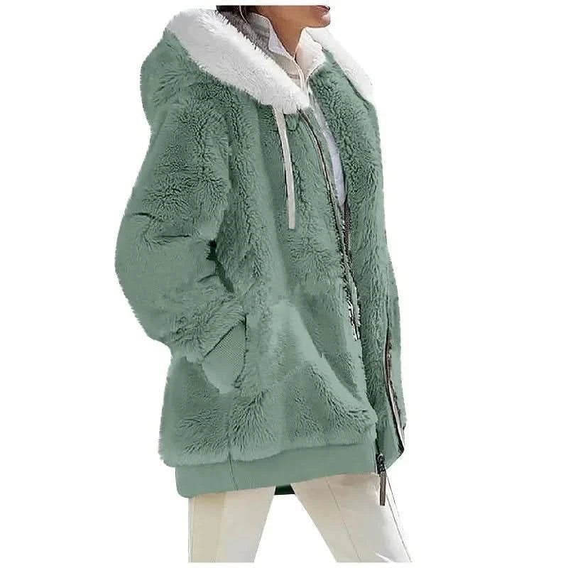 Amara Cosy Hooded Jacket - Green
