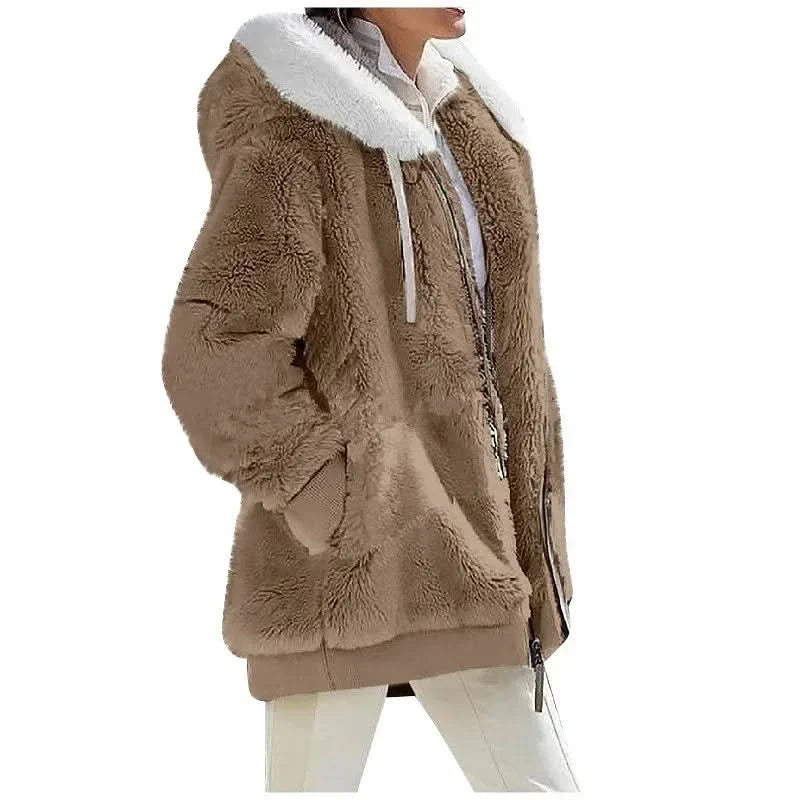 Amara Cosy Hooded Jacket - Khaki