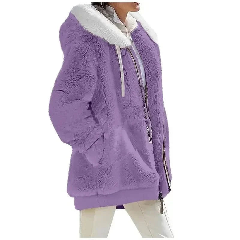 Amara Cosy Hooded Jacket - Purple
