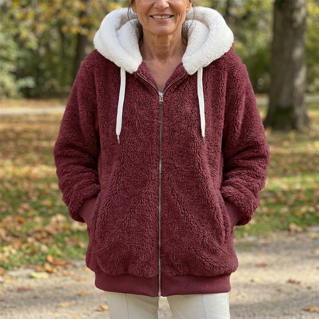 Amara Cosy Hooded Jacket - Red