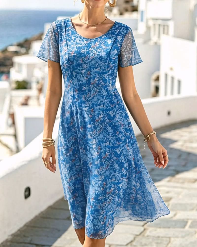 Amara Printed Dress - Blue