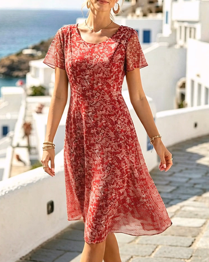 Amara Printed Dress - Red