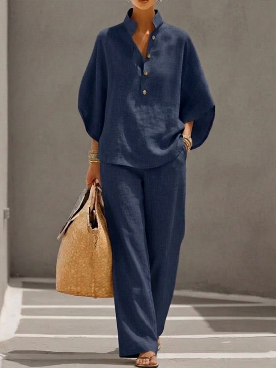 Amelia Batwing Set - Navy Blue