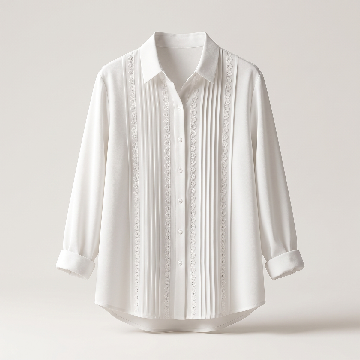 Amelia Pleated Lace Top - White