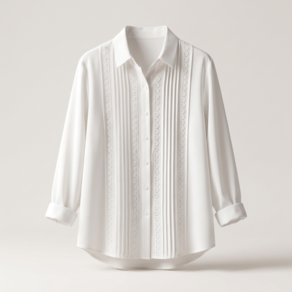 Amelia Pleated Lace Top - White