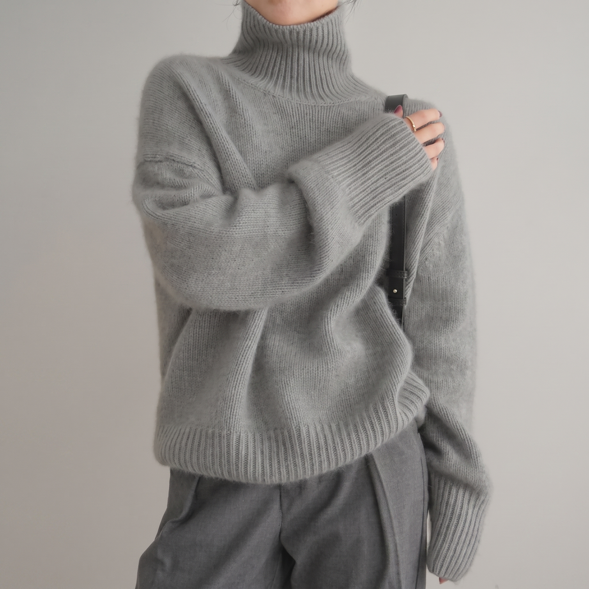 Amelia Soft Knit Roll Neck Jumper - Grey