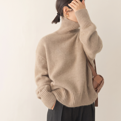 Amelia Soft Knit Roll Neck Jumper - Khaki