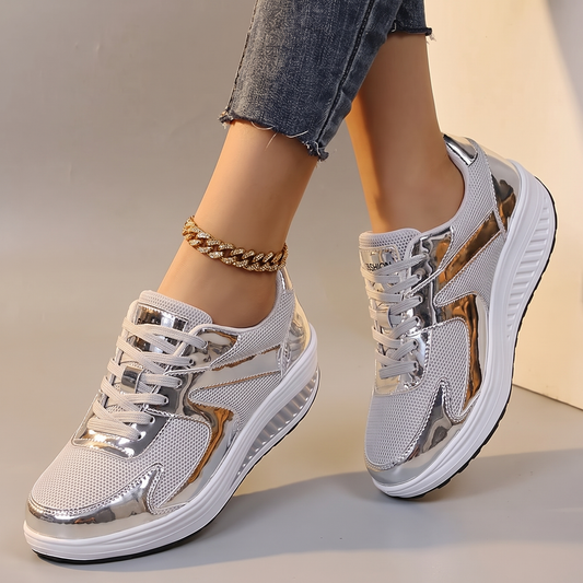 Amelie Cushioned Lifestyle Trainers - Silver