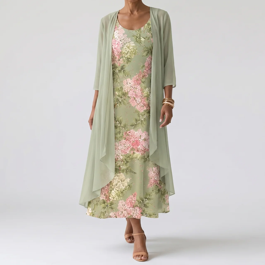 Amelie Soft Garden Midi Dress - Green