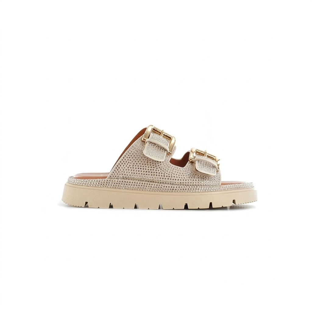 Amersham Cushioned Buckle Sandals - Cream