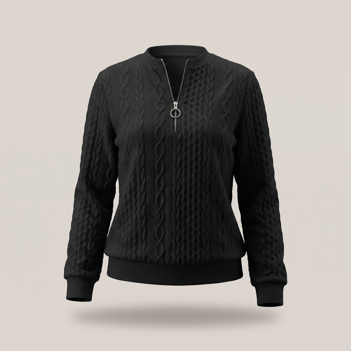Amy Sweater with Zipper - Black