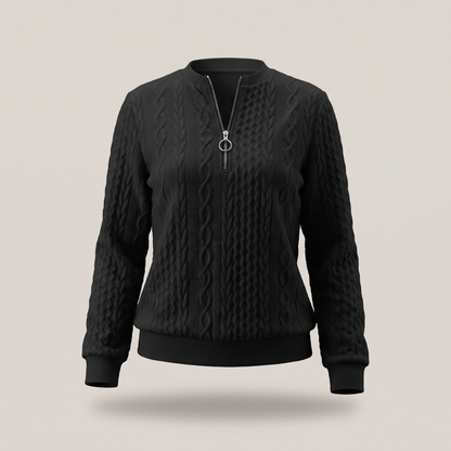 Amy Sweater with Zipper - Black