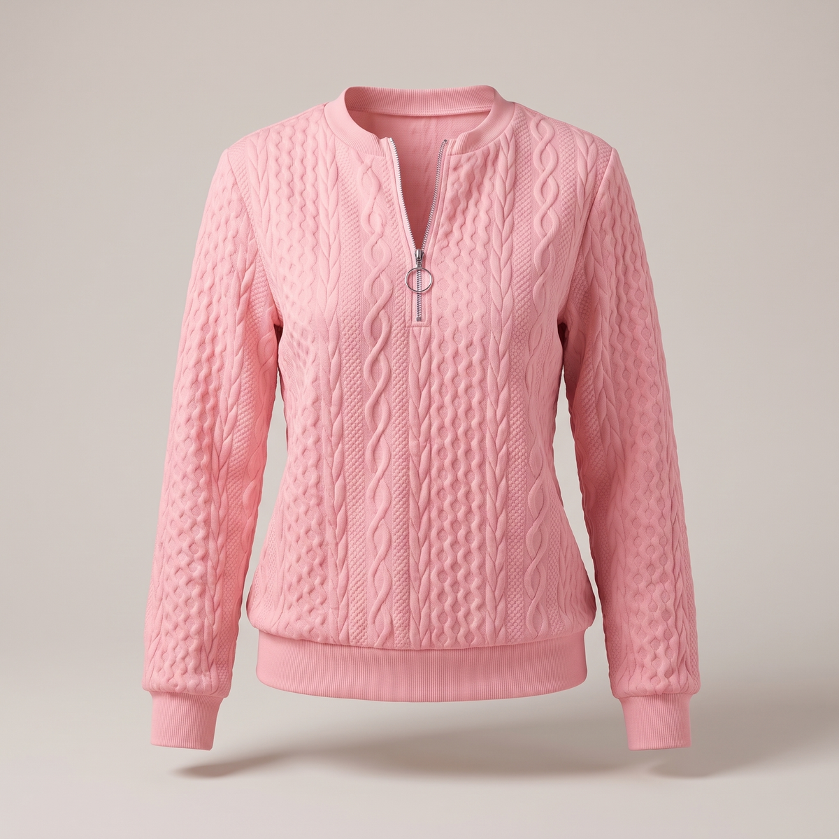 Amy Sweater with Zipper - Pink