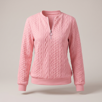 Amy Sweater with Zipper - Pink