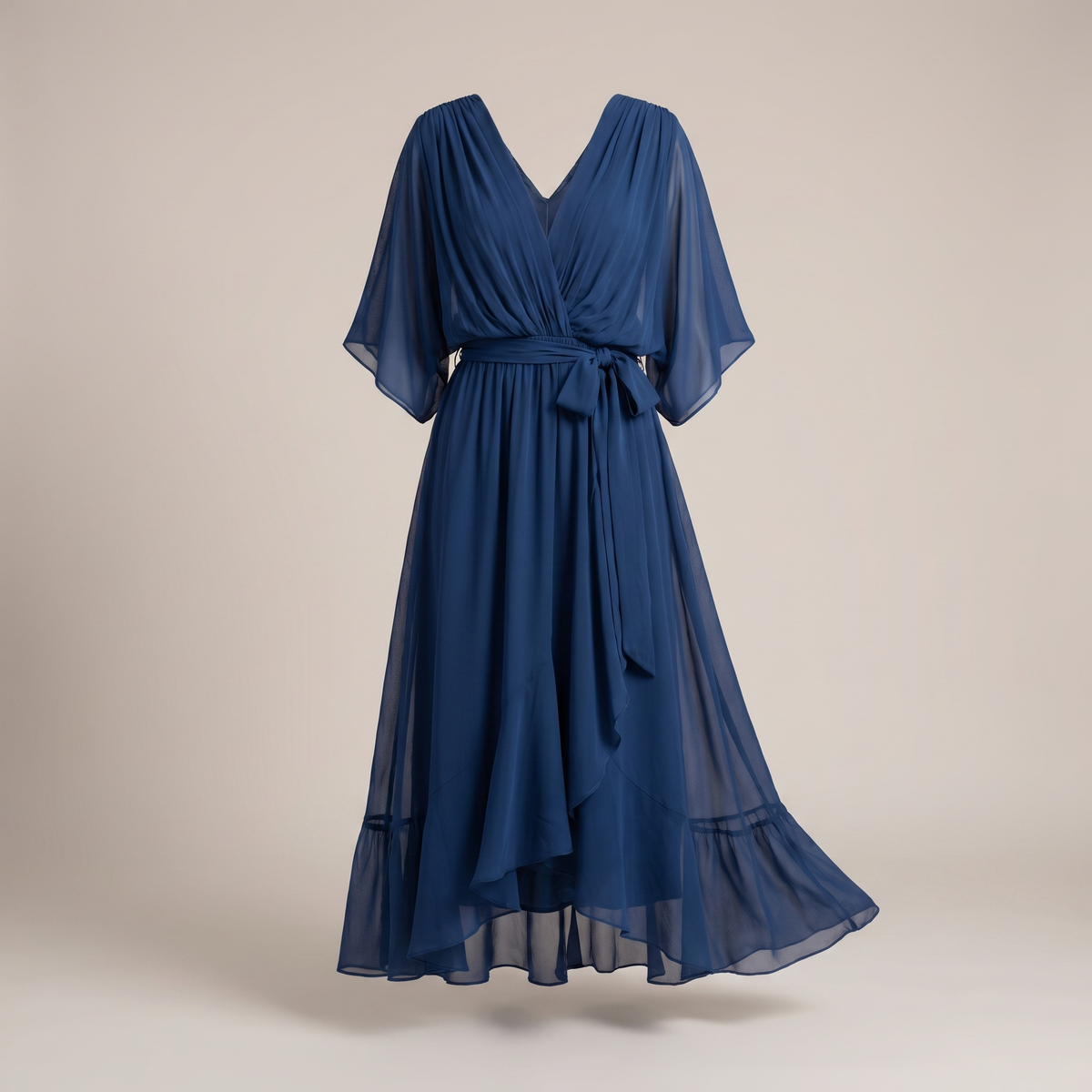 Anwen V-Neck Midi Dress - Blue