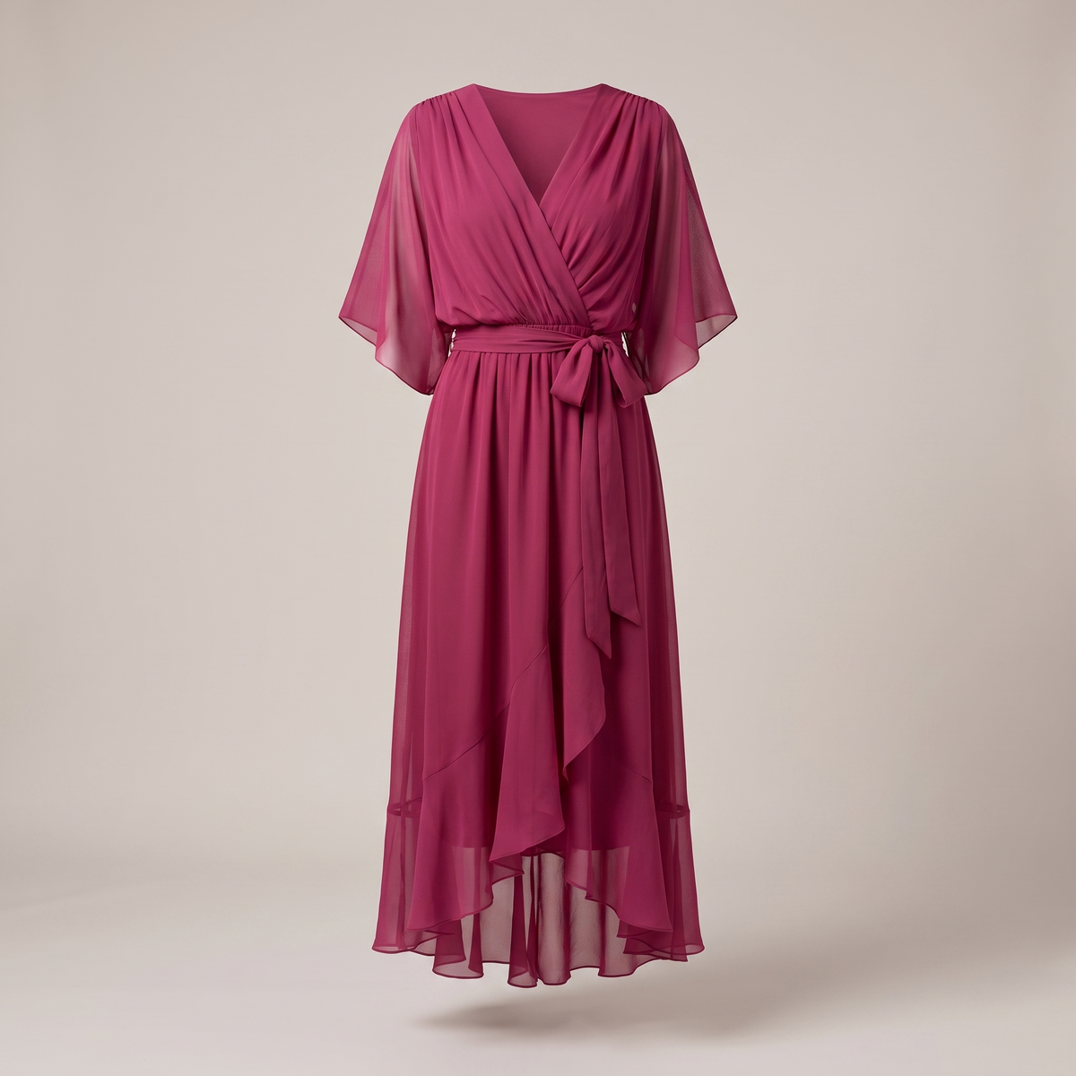 Anwen V-Neck Midi Dress - Dark Purple