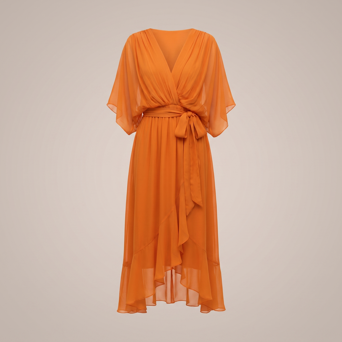 Anwen V-Neck Midi Dress - Orange
