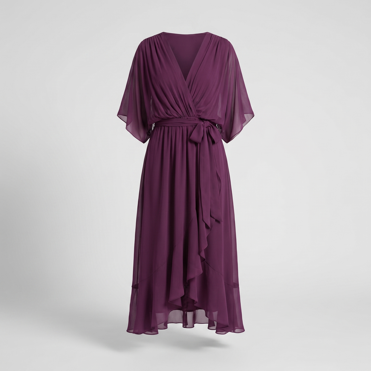 Anwen V-Neck Midi Dress - Purple