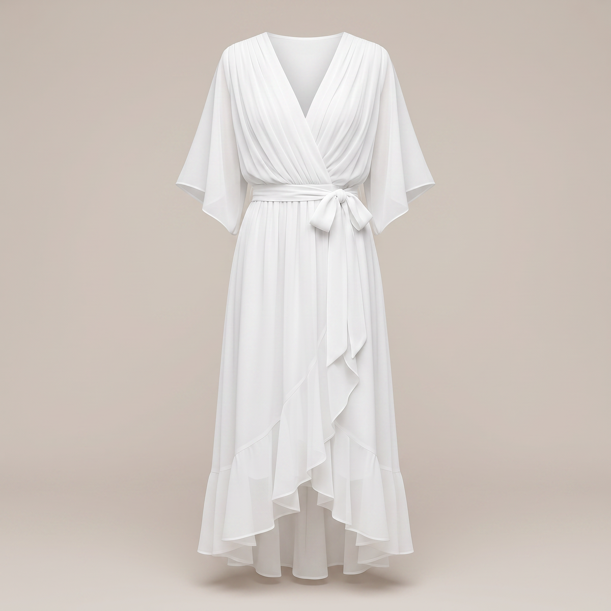 Anwen V-Neck Midi Dress - White