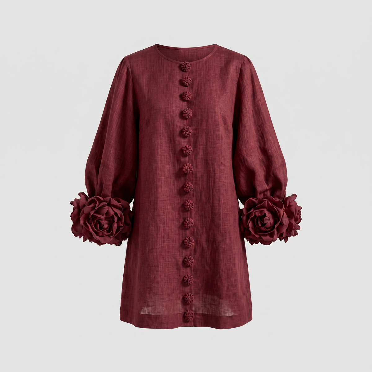 Arabella Floral Mini Dress - Burgundy