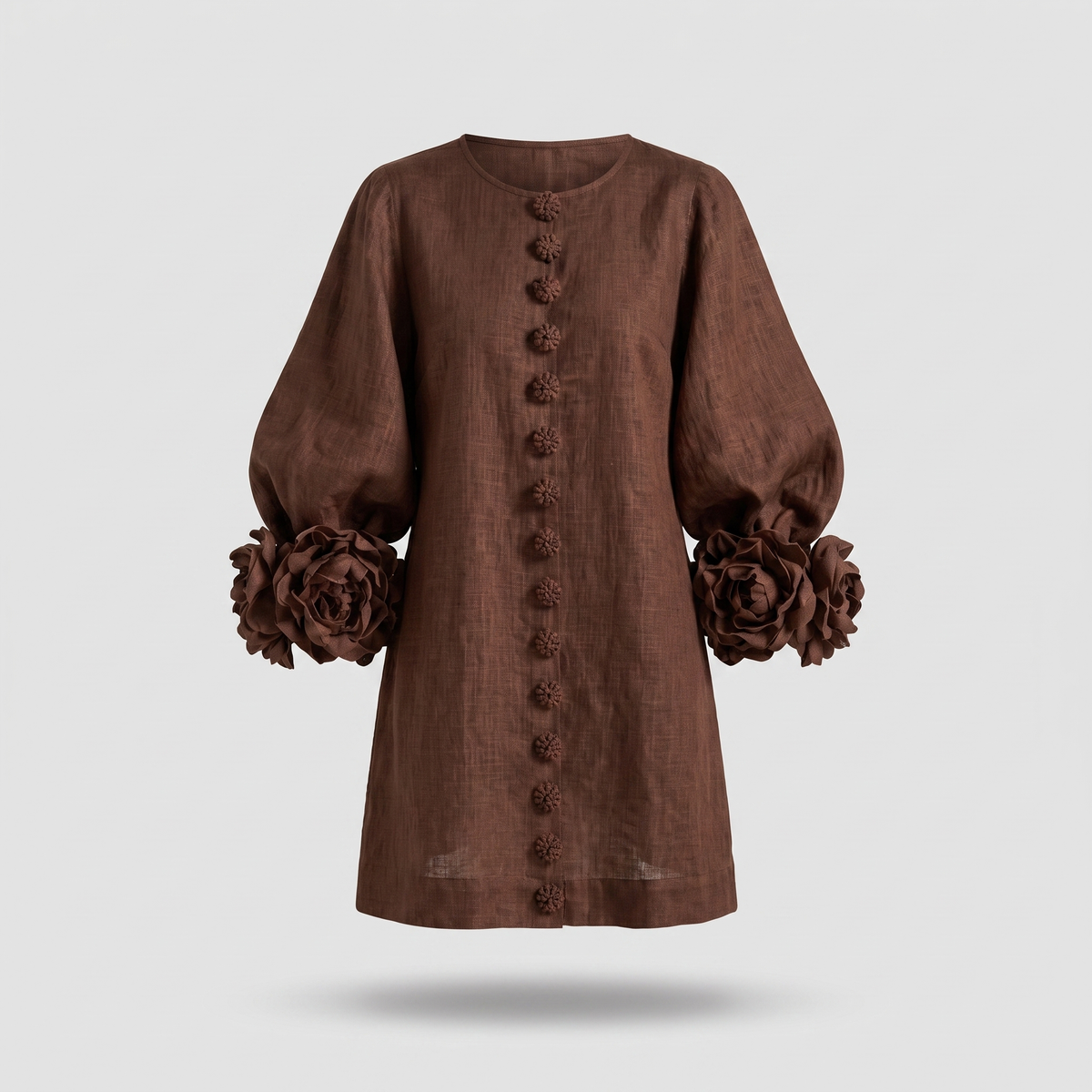Arabella Floral Mini Dress - Maroon Brown