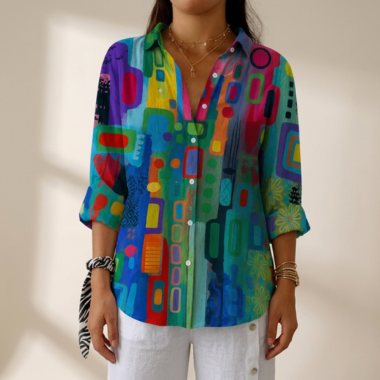 Araminta Artistic Print Blouse - Modern Multi