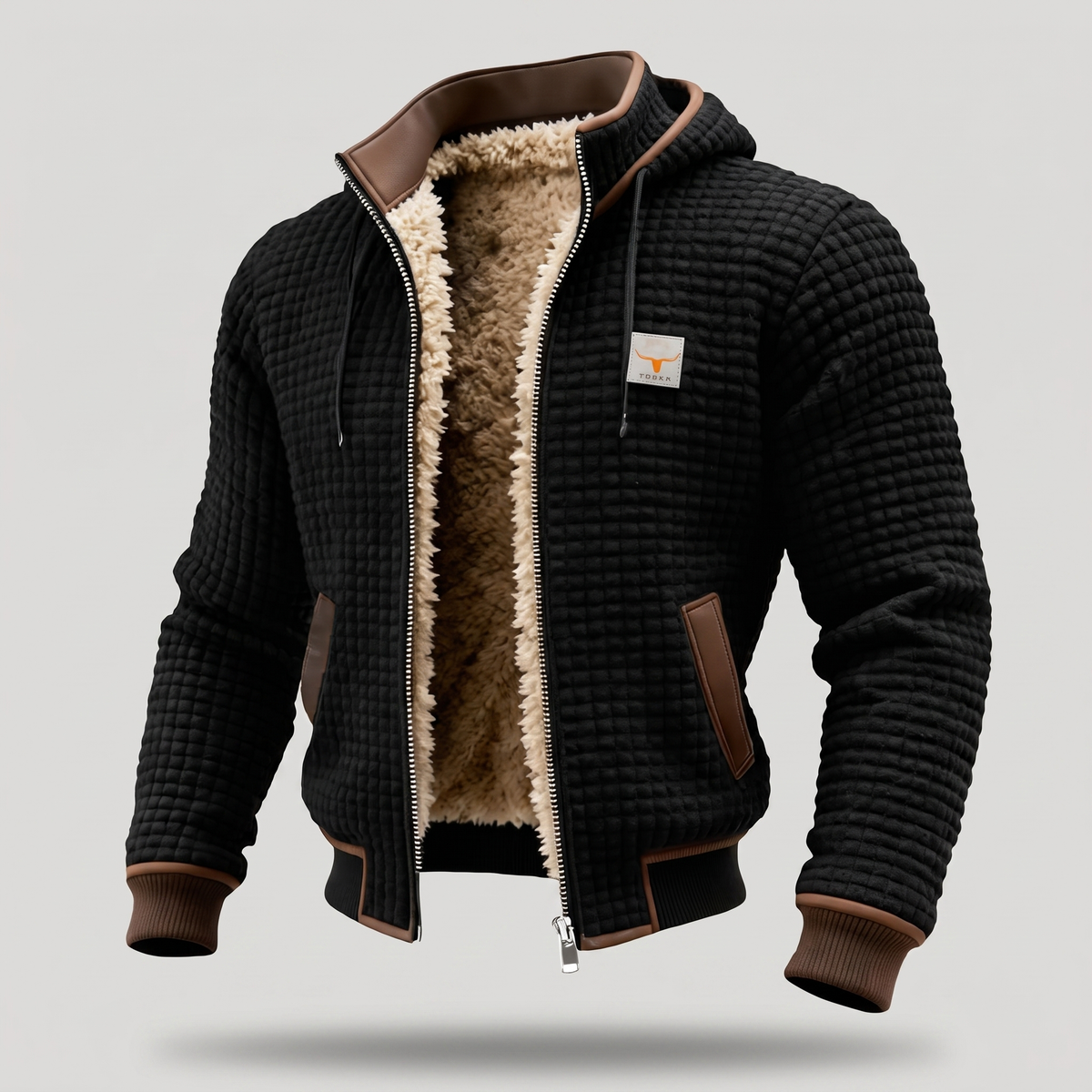 Arden Lined Quilted Fleece Jacket - Black