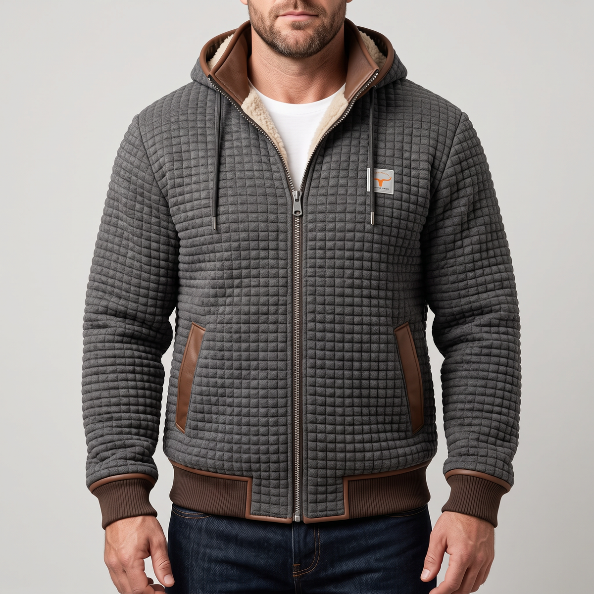 Arden Lined Quilted Fleece Jacket - Grey