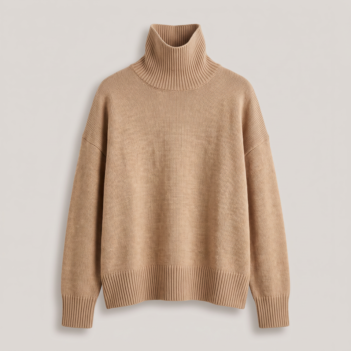 Aria Oversized Turtleneck Sweater - Beige