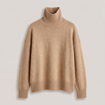 Aria Oversized Turtleneck Sweater - Beige