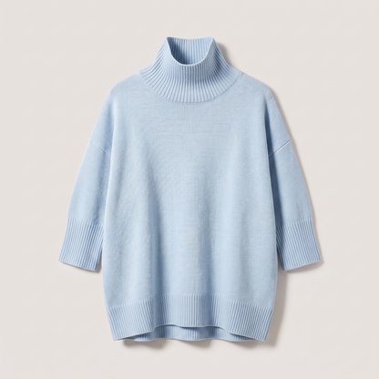 Aria Oversized Turtleneck Sweater - Light Blue