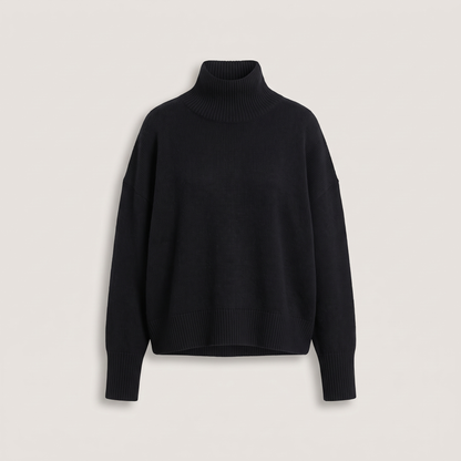 Aria Oversized Turtleneck Sweater - Navy