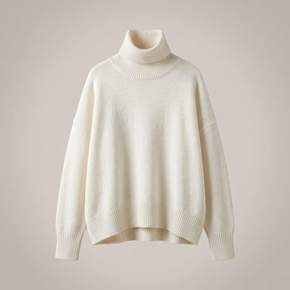 Aria Oversized Turtleneck Sweater - White