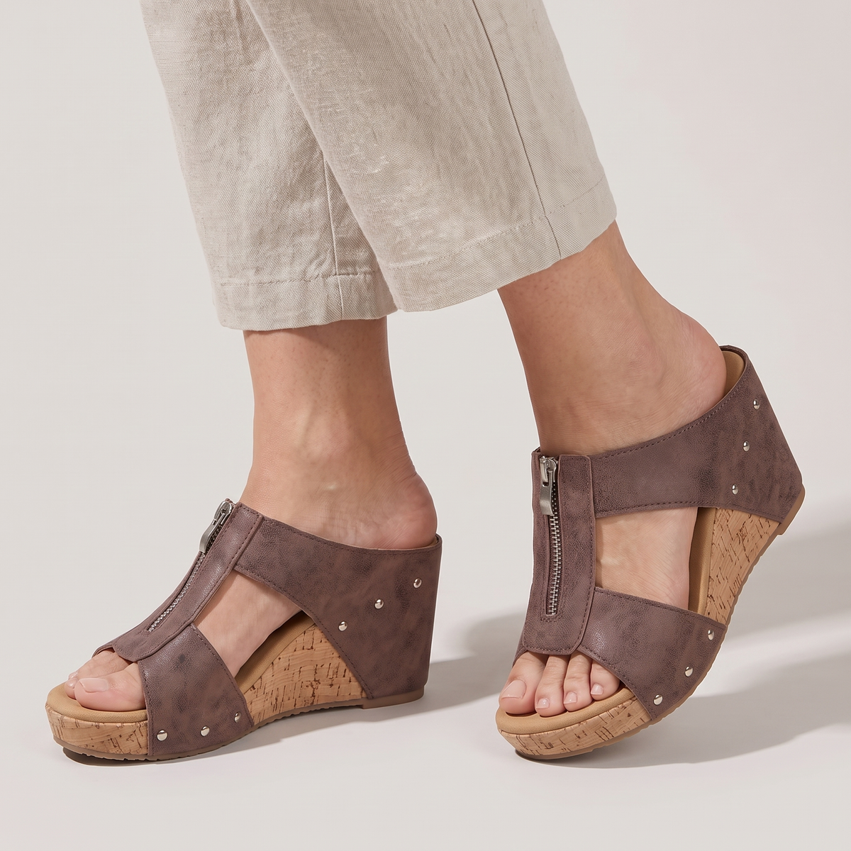 Aria Zip-Up Comfort Sandals