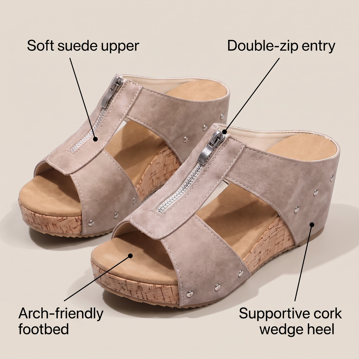 Aria Zip-Up Comfort Sandals
