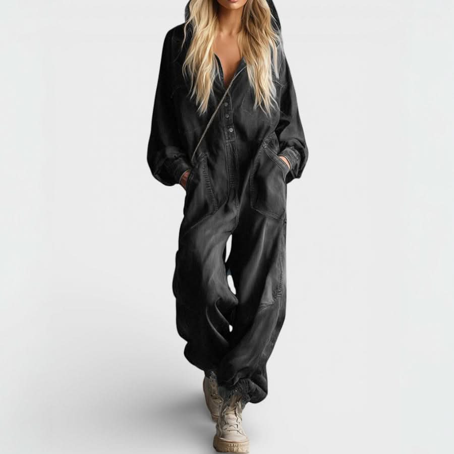 Arlena Comfort Hooded Jumpsuit - Black