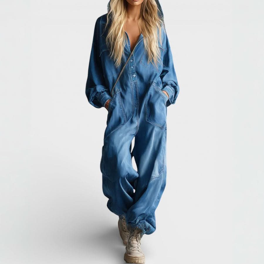 Arlena Comfort Hooded Jumpsuit - Blue