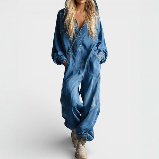 Arlena Comfort Hooded Jumpsuit - Blue