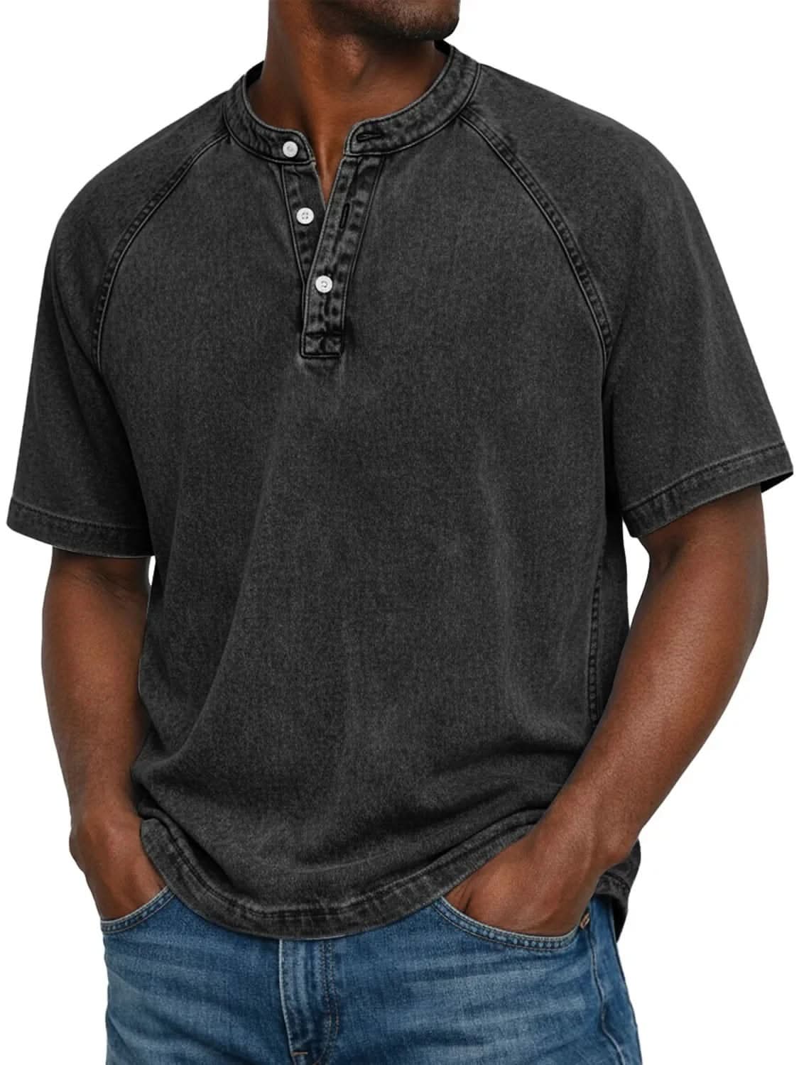Arthur Relaxed Henley - Black