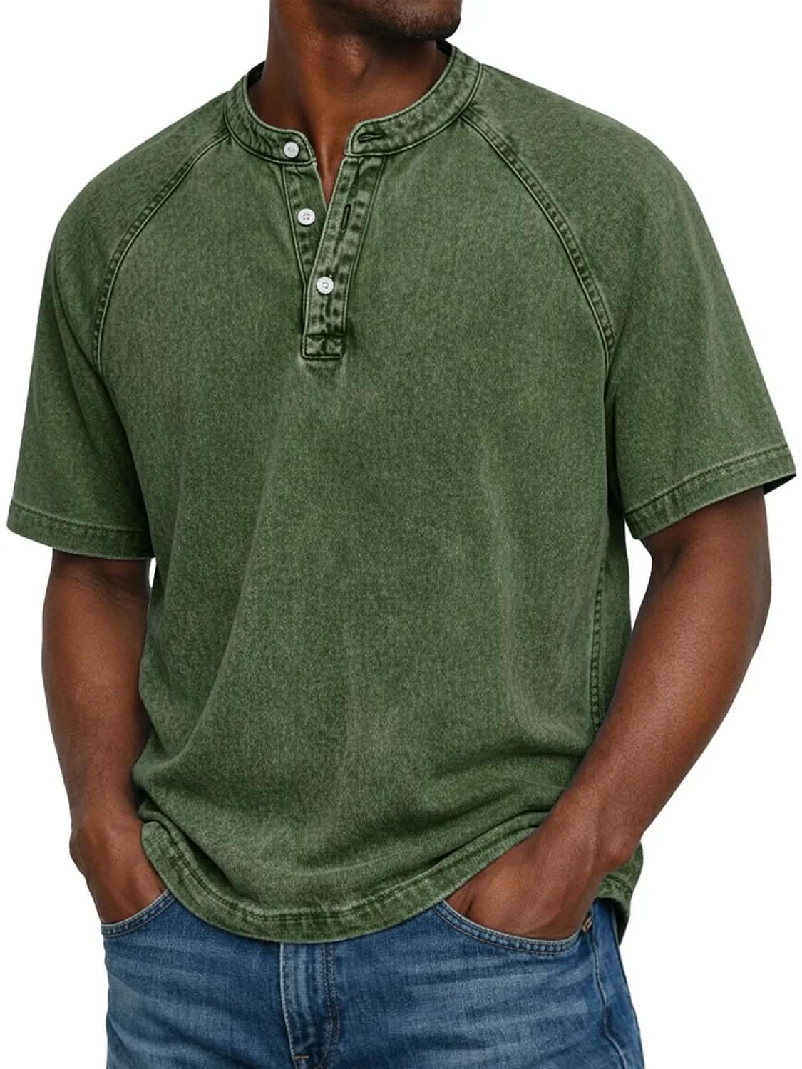 Arthur Relaxed Henley - Dark Green