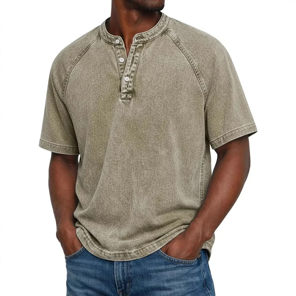 Arthur Relaxed Henley - Khaki