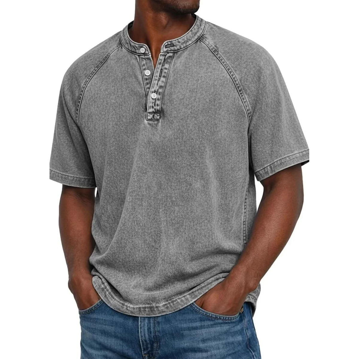 Arthur Relaxed Henley - Light Grey