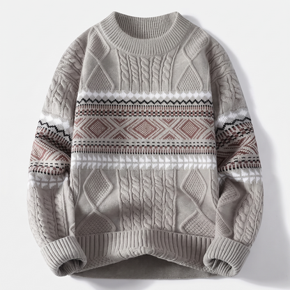 Arvid Nordic Knit Sweater - Khaki