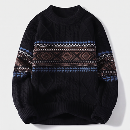 Arvid Nordic Knit Sweater - Midnight