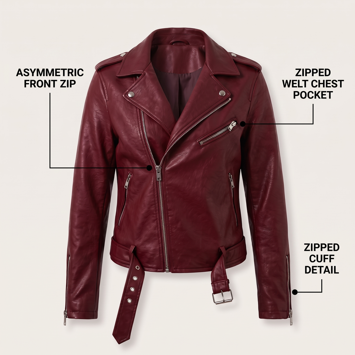 Asymmetric Zip Biker Jacket